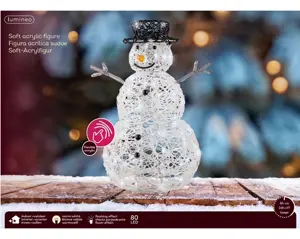 Lumineo led sneeuwpop 80LED transparant/koel wit - afbeelding 4