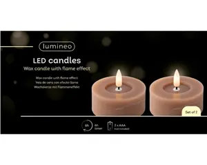 Lumineo Led theelicht 5.5cm licht bruin/warm wit 2st - afbeelding 1