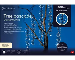Lumineo led treecascade 6x2m-480LED zwart/warm wit - afbeelding 6