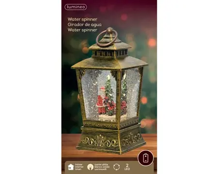 Lumineo led waterspinner lamp kerstman goud/warm wit - afbeelding 1