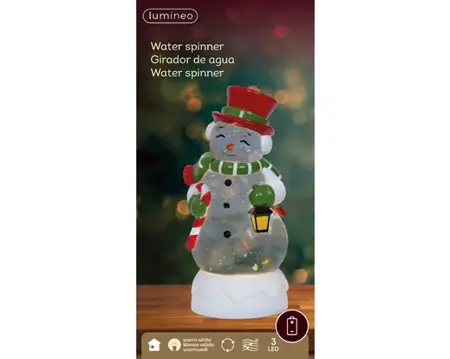 Lumineo led waterspinner sneeuwpop warm wit - afbeelding 1