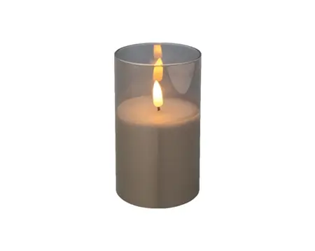 Lumineo ledkaars in glas 12.5cm rookgrijs - afbeelding 2