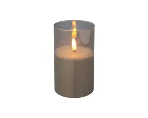 Lumineo ledkaars in glas 12.5cm rookgrijs - afbeelding 2