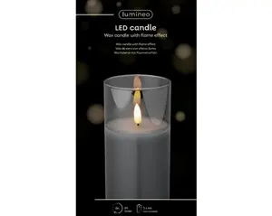 Lumineo ledkaars in glas 15cm rookgrijs - afbeelding 3