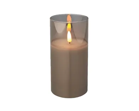 Lumineo ledkaars in glas 15cm rookgrijs - afbeelding 2