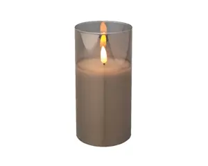 Lumineo ledkaars in glas 15cm rookgrijs - afbeelding 2