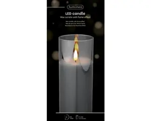 Lumineo ledkaars in glas 17.5cm rookgrijs - afbeelding 3