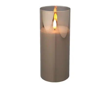 Lumineo ledkaars in glas 17.5cm rookgrijs - afbeelding 2