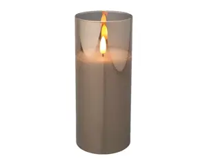 Lumineo ledkaars in glas 17.5cm rookgrijs - afbeelding 2