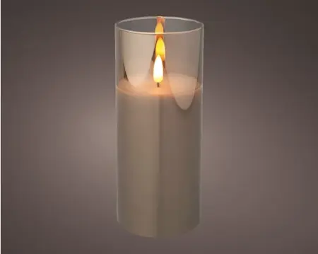 Lumineo ledkaars in glas 17.5cm rookgrijs - afbeelding 3