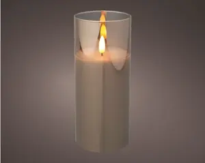 Lumineo ledkaars in glas 17.5cm rookgrijs - afbeelding 3