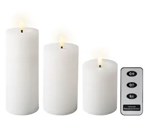 Lumineo ledkaars met afstandsbediending set van 3 wit - afbeelding 2