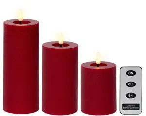 Lumineo ledkaars met afstandsbediening set van 3 rood - afbeelding 2