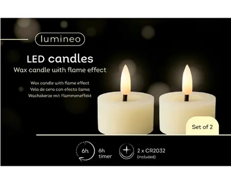 Lumineo ledtheelicht d4h5cm 2st creme - afbeelding 1
