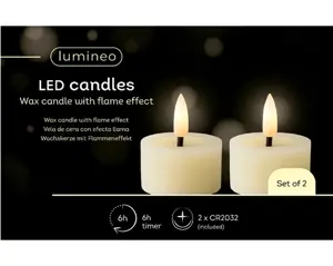 Lumineo ledtheelicht d4h5cm 2st creme - afbeelding 2