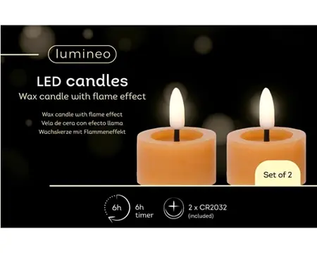 Lumineo ledtheelicht d4h5cm 2st oranje - afbeelding 1