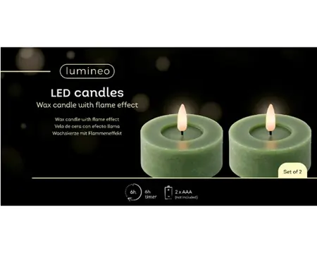 Lumineo ledtheelicht d7h6cm 2st groen - afbeelding 1