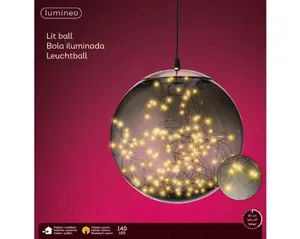 Lumineo micro led bal d30cm-140l grijs/klassiek warm - afbeelding 3