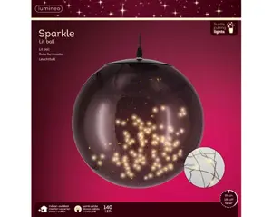Lumineo micro led bal d30cm-140l zwart/warm wit - afbeelding 3