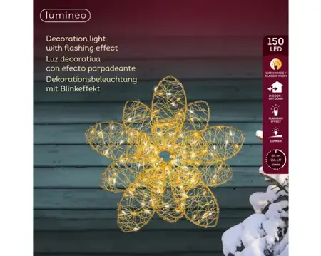 Lumineo Micro led bloem 28x9cm 150led goud/warm wit/klassiek warm - afbeelding 1