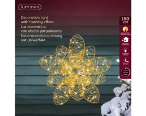 Lumineo Micro led bloem 28x9cm 150led goud/warm wit/klassiek warm - afbeelding 1