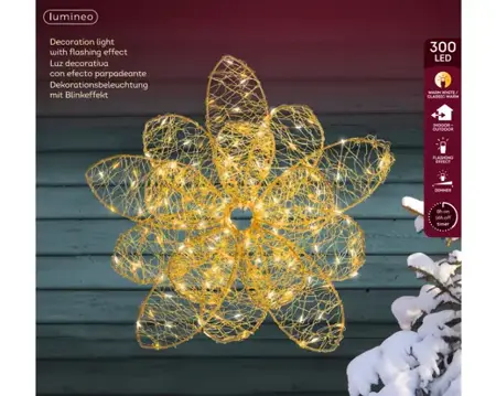 Lumineo Micro led bloem 58x16cm 300led goud/warm wit/klassiek warm - afbeelding 1