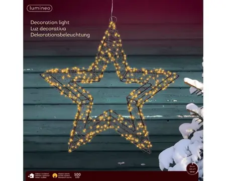Lumineo micro led ster 38cm-500l zwart/klassiek warm - afbeelding 1