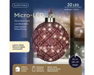 Lumineo microled bal 14cm maroon/warm wit - afbeelding 3