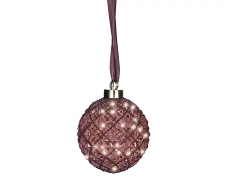 Lumineo microled bal 14cm maroon/warm wit - afbeelding 2