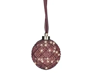 Lumineo microled bal 14cm maroon/warm wit - afbeelding 2