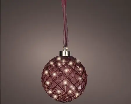 Lumineo microled bal 20cm maroon/warm wit - afbeelding 3