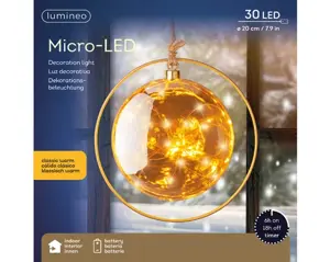 Lumineo microled bal 26cm amber/klassiek warm - afbeelding 1