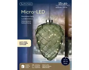 Lumineo microled dennenappel 15cm groen/warm wit - afbeelding 4
