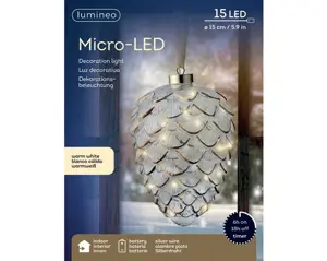 Lumineo microled dennenappel 15cm helder/warm wit - afbeelding 4