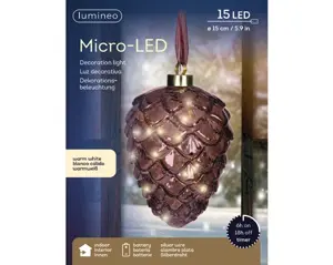 Lumineo microled dennenappel 15cm warm wit - afbeelding 3