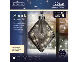 Lumineo microled diamant 16cm grijs/warm wit - afbeelding 3