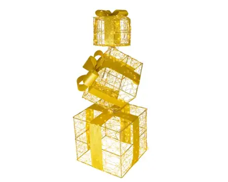 Lumineo Microled giftbox 25x25x73cm goud/warm wit/klassiek warm - afbeelding 3