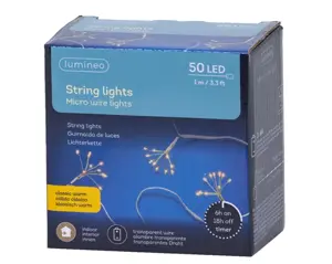 Lumineo microled stringlights 100cm goud/klassiek warm - afbeelding 3