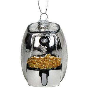 Ornament Airfryer glas zilver 9.3cm - afbeelding 3