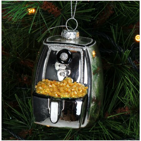 Ornament Airfryer glas zilver 9.3cm - afbeelding 3