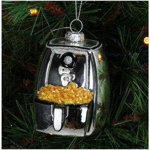 Ornament Airfryer glas zilver 9.3cm - afbeelding 3