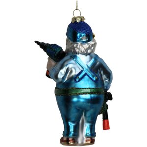 Ornament Bouwvakker glas blauw 14cm - afbeelding 2
