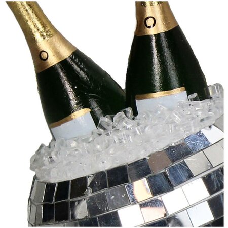 Ornament Champagne Bottles Glass Multi 11.4cm - afbeelding 2