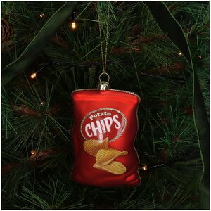 Ornament Chips zak rood 5x3x10cm - afbeelding 3