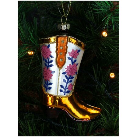 Ornament Cowboylaars bloem glas 10.5cm - afbeelding 3