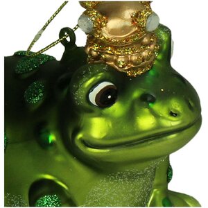 Ornament Kerstoetel met kroon glas groen 10.2cm - afbeelding 2