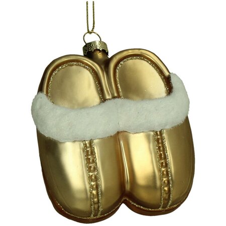 Ornament Knusse pantoffels glas beige 10cm - afbeelding 1