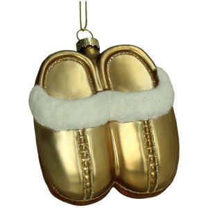 Ornament Knusse pantoffels glas beige 10cm - afbeelding 2