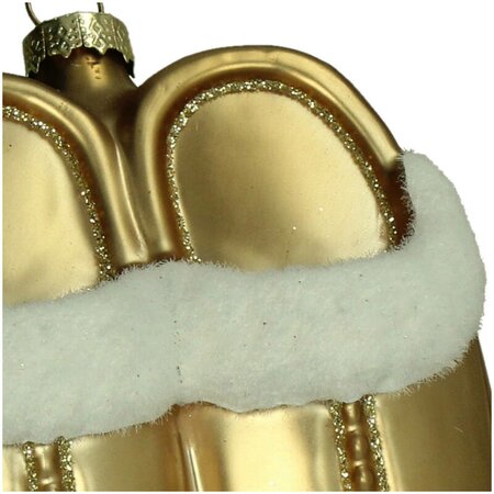 Ornament Knusse pantoffels glas beige 10cm - afbeelding 2