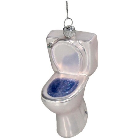 Ornament Toilet glas wit 9.6cm - afbeelding 1